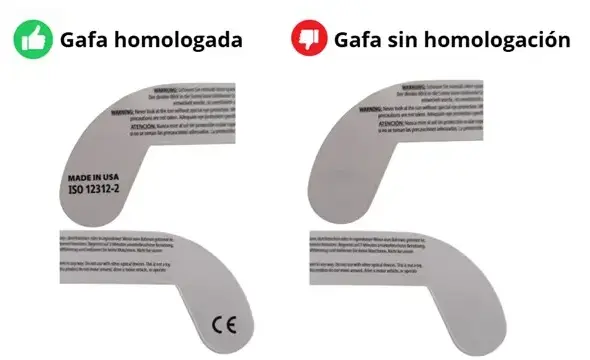 comparación entre gafas eclipse falsas y homologadas