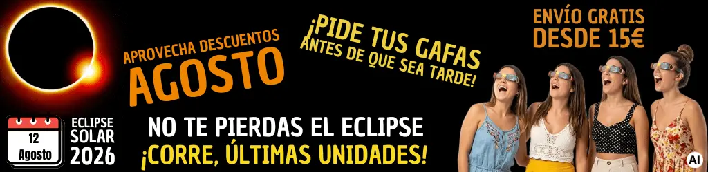 Rebajas verano gafas eclipse solar homologadas ISO 12312-2 hechas en USA